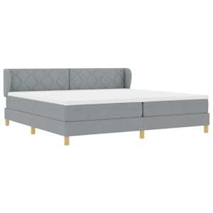 Postel s boxspringem s čelo Světle šedá 200 x 200 cm textil - obrázek 6