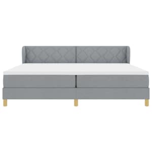 Postel s boxspringem s čelo Světle šedá 200 x 200 cm textil - obrázek 7
