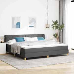 Postel s boxspringem s čelo Tmavě šedá 200 x 200 cm textil - obrázek 1