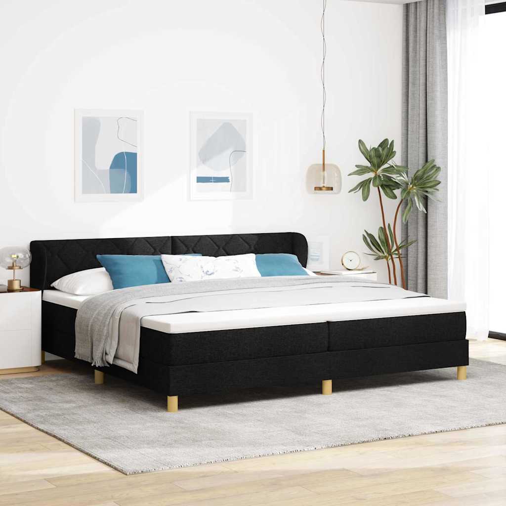 Box Spring Voodi koos madratsiga - Must, 200x200 cm, Kangas