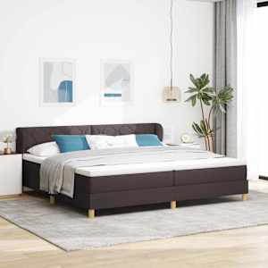 Postel s boxspringem s čelo Tmavě hnědá 200 x 200 cm textil - obrázek 1