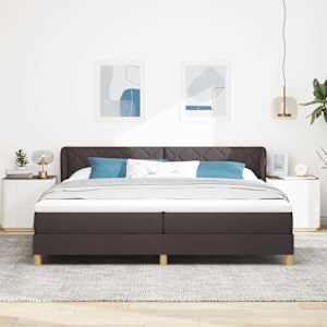 Postel s boxspringem s čelo Tmavě hnědá 200 x 200 cm textil - obrázek 3