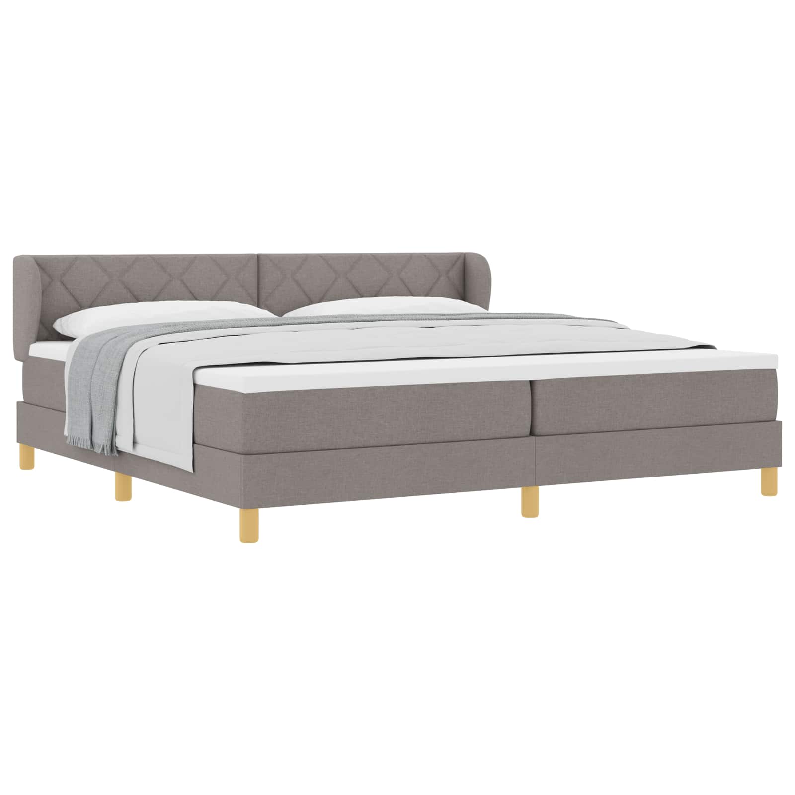 vidaXL Boxspringbed met hoofdeinde Taupe 200 x 200 cm Stof, foto 3