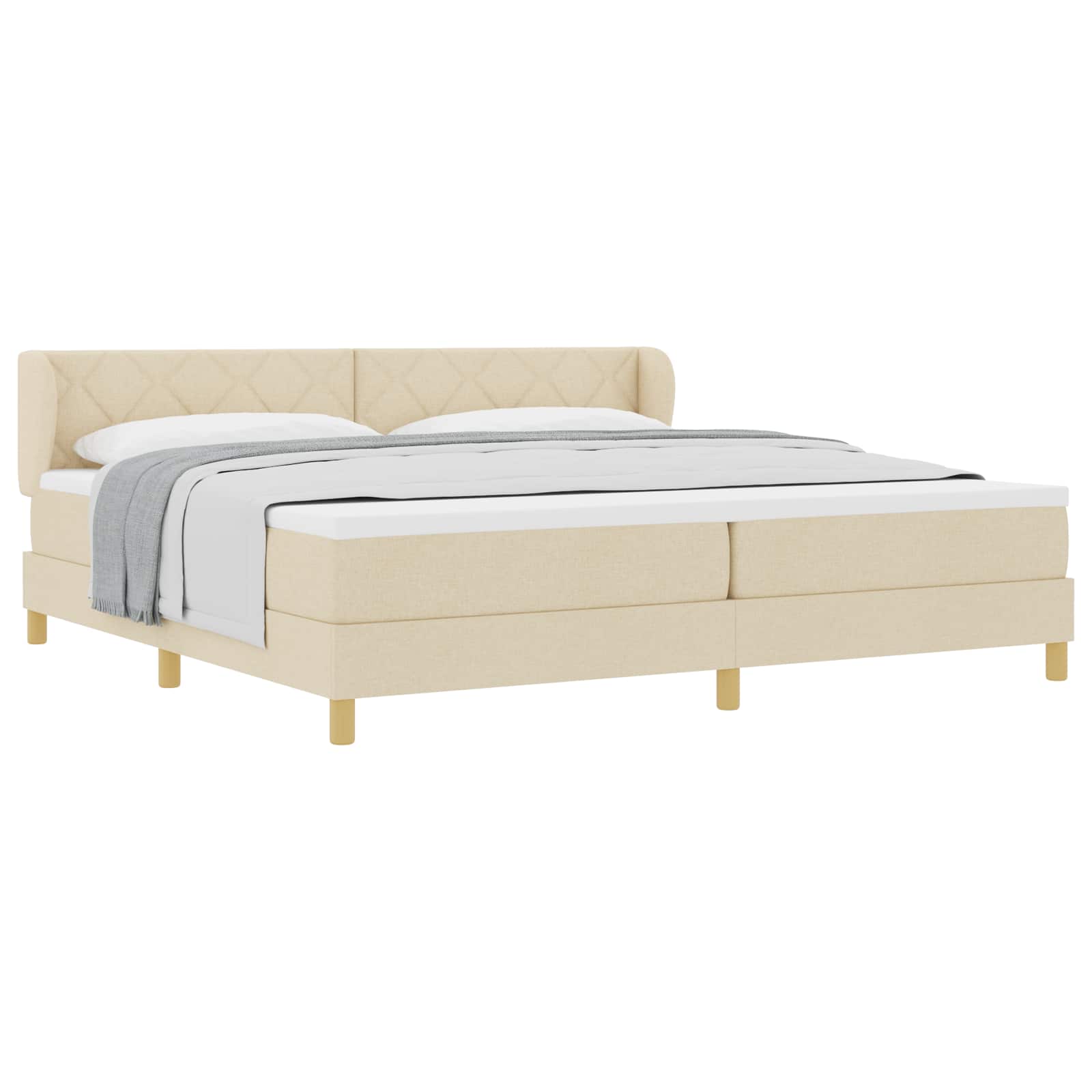 Postel s boxspringem s matrací Krémová 200 x 200 cm textil - obrázek 2