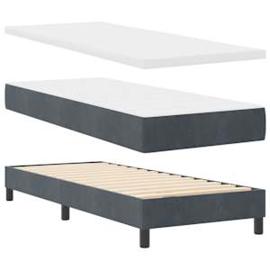 Postel s boxspringem s čelo Tmavě šedá 80 x 200 cm samet - obrázek 4