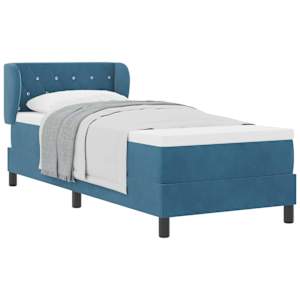Postel s boxspringem s čelo Tmavě moddrá 80 x 200 cm samet - obrázek 2