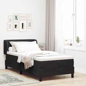 Postel s boxspringem s čelo Černá 90 x 190 cm samet - obrázek 1