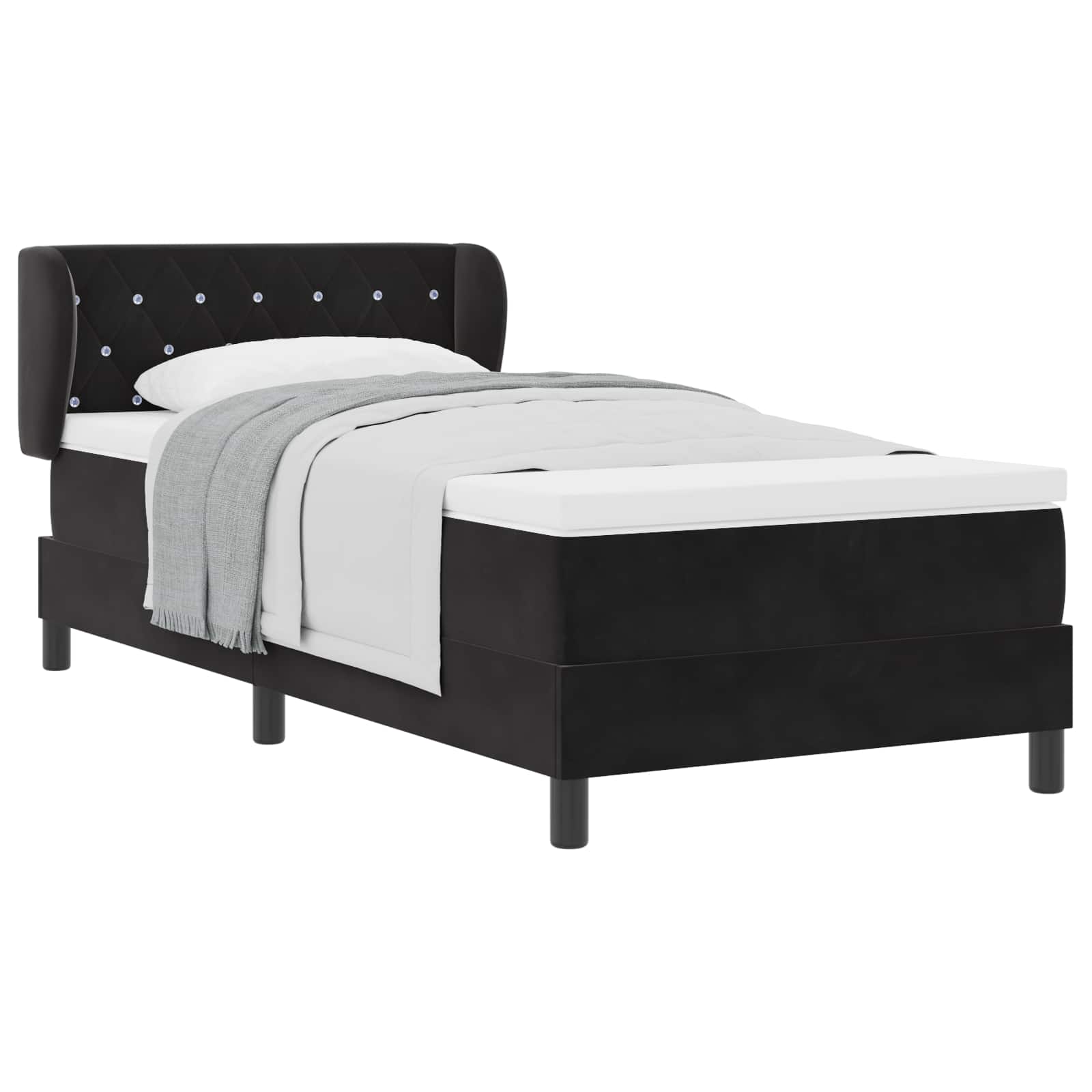 vidaXL Boxspringbed met hoofdeinde Zwart 90 x 190 cm Fluweel, foto 3