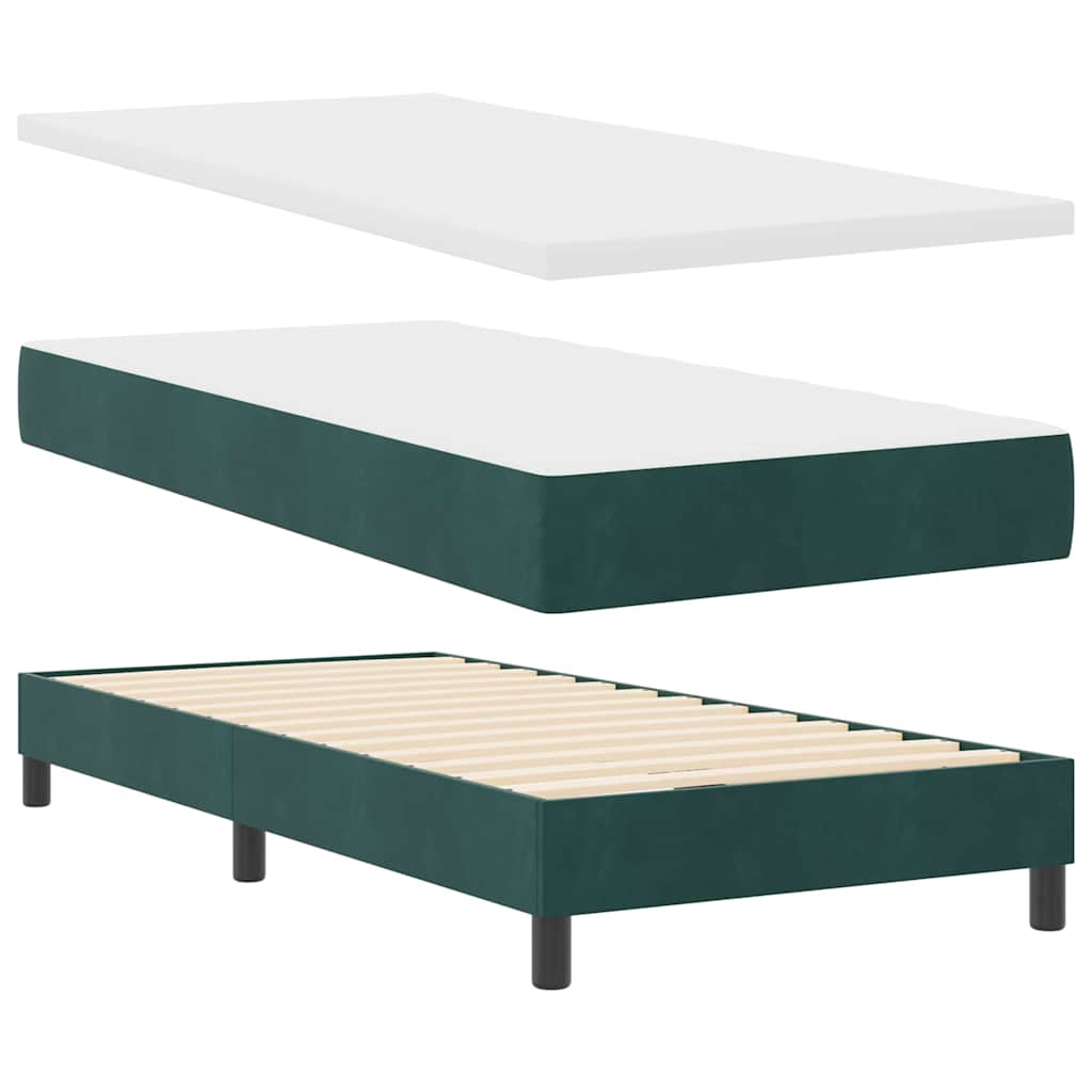 Thumbnail - vidaXL Boxspringbett mit Matratze in Dunkelgrün 90x190 cm aus Samt