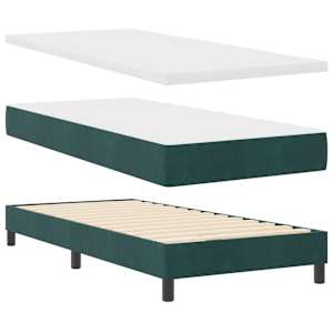 Postel s boxspringem s čelo Tmavě zelená 90 x 190 cm samet - obrázek 4