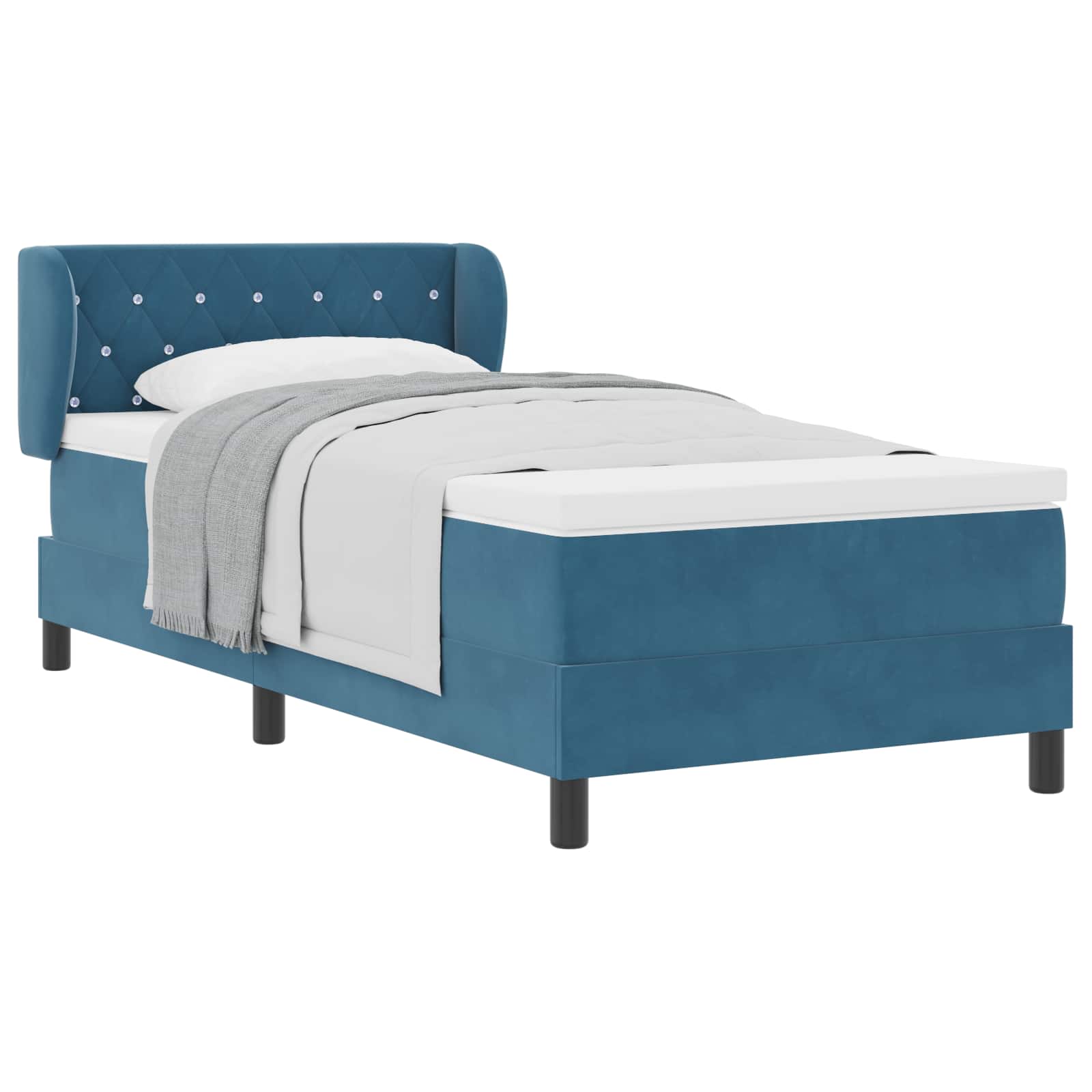 Thumbnail - vidaXL Boxspringbett mit Matratze Dunkelblau 90 x 190 cm Samt