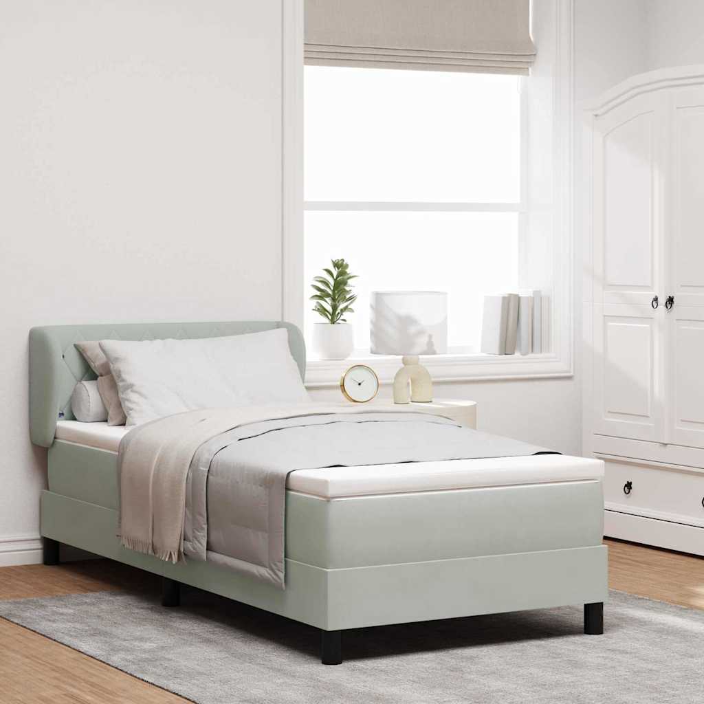 Madal Voodeeriga Voodeid ja Mattresses Helehall 90x200 cm Velvet