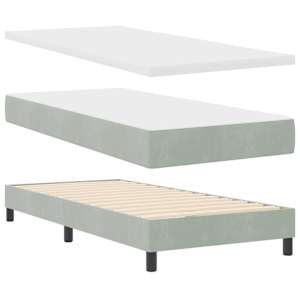 Postel s boxspringem s čelo Světle šedá 100 x 200 cm samet - obrázek 4