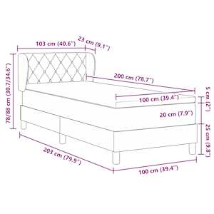 Postel s boxspringem s čelo Tmavě zelená 100 x 200 cm samet - obrázek 10