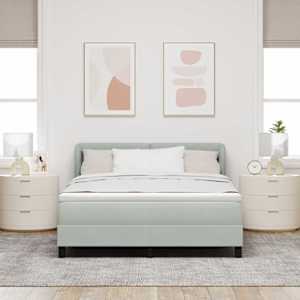 Postel s boxspringem s čelo Světle šedá 140 x 190 cm samet - obrázek 3
