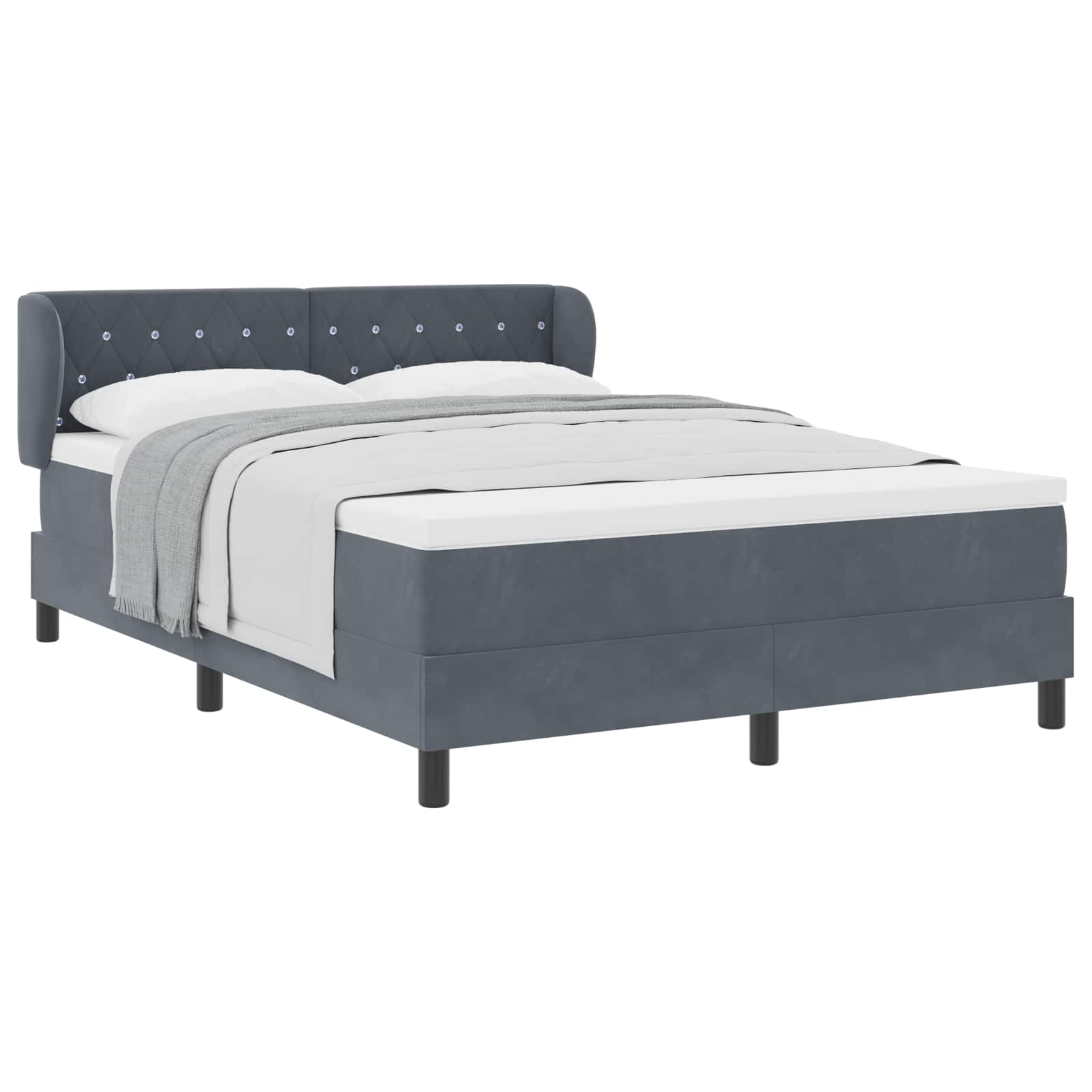 Thumbnail - vidaXL Boxspringbett mit Matratze Dunkelgrau 140 x 190 cm Samt