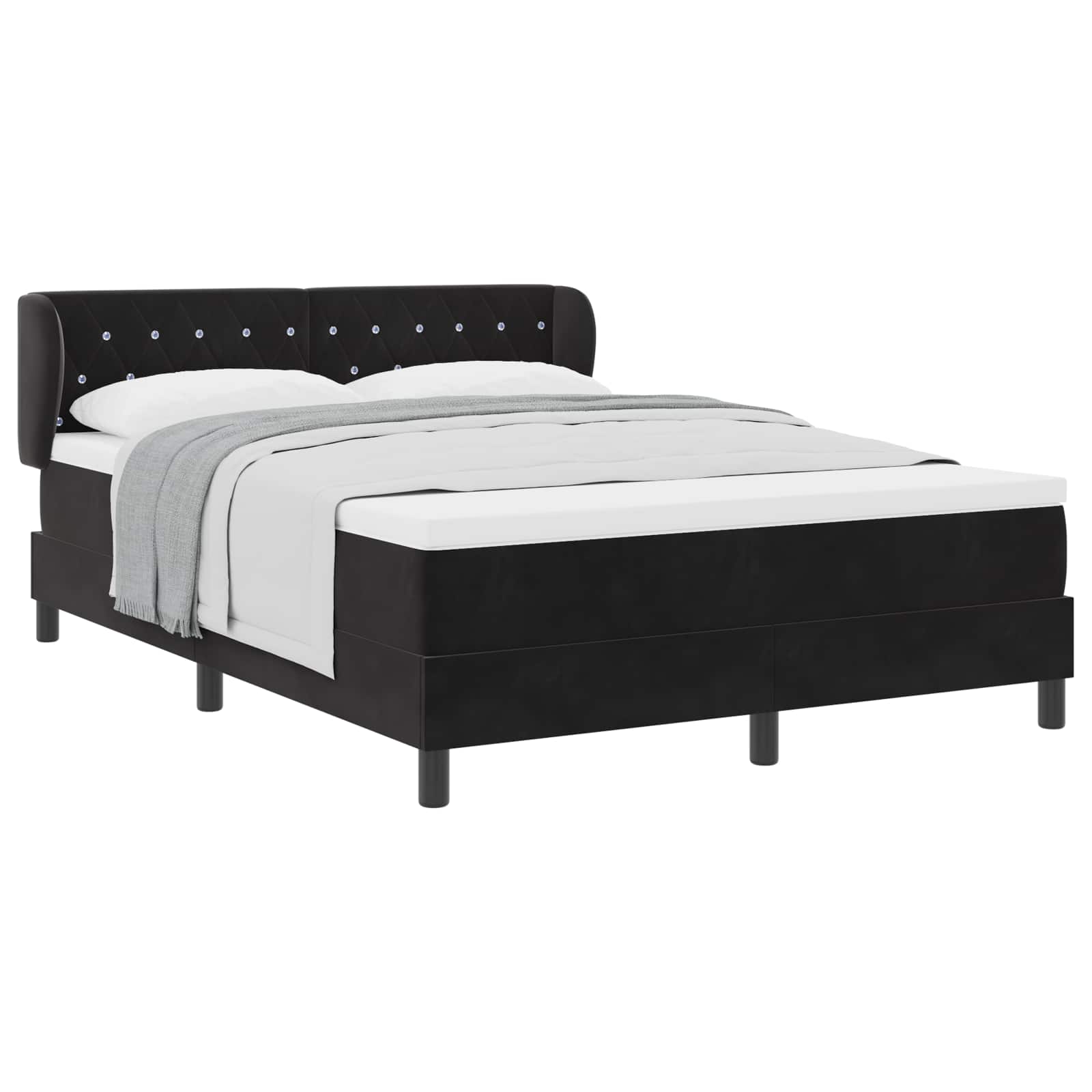 vidaXL Boxspringbed met hoofdeinde Zwart 140 x 190 cm Fluweel, foto 3