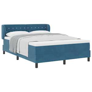 Postel s boxspringem s čelo Tmavě moddrá 140 x 190 cm samet - obrázek 2