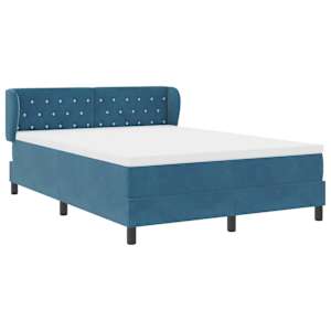 Postel s boxspringem s čelo Tmavě moddrá 140 x 190 cm samet - obrázek 6