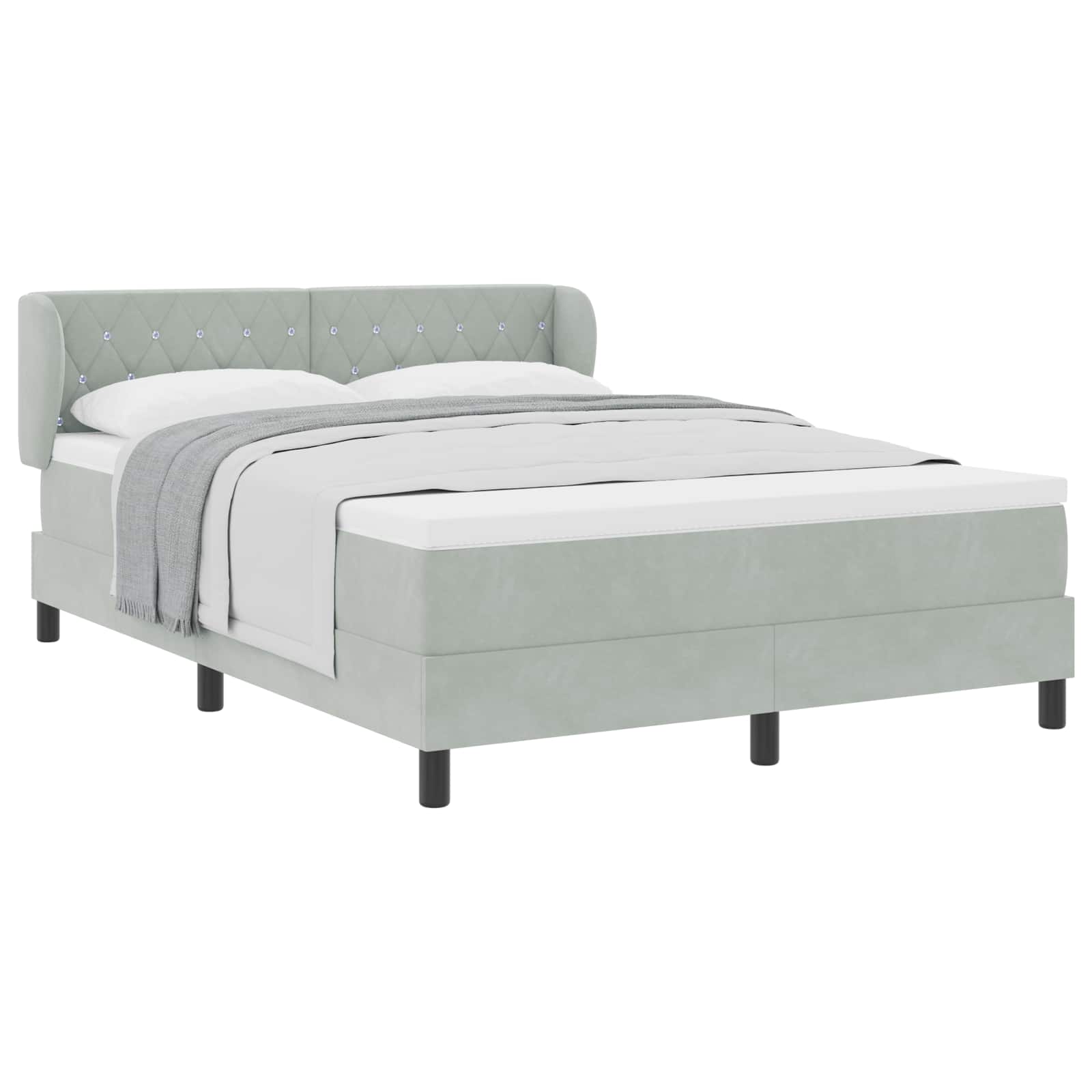 vidaXL Boxspringbed met hoofdeinde Lichtgrijs 140 x 200 cm Fluweel, foto 3