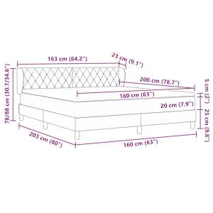 Postel s boxspringem s čelo Světle šedá 160 x 200 cm samet - obrázek 11