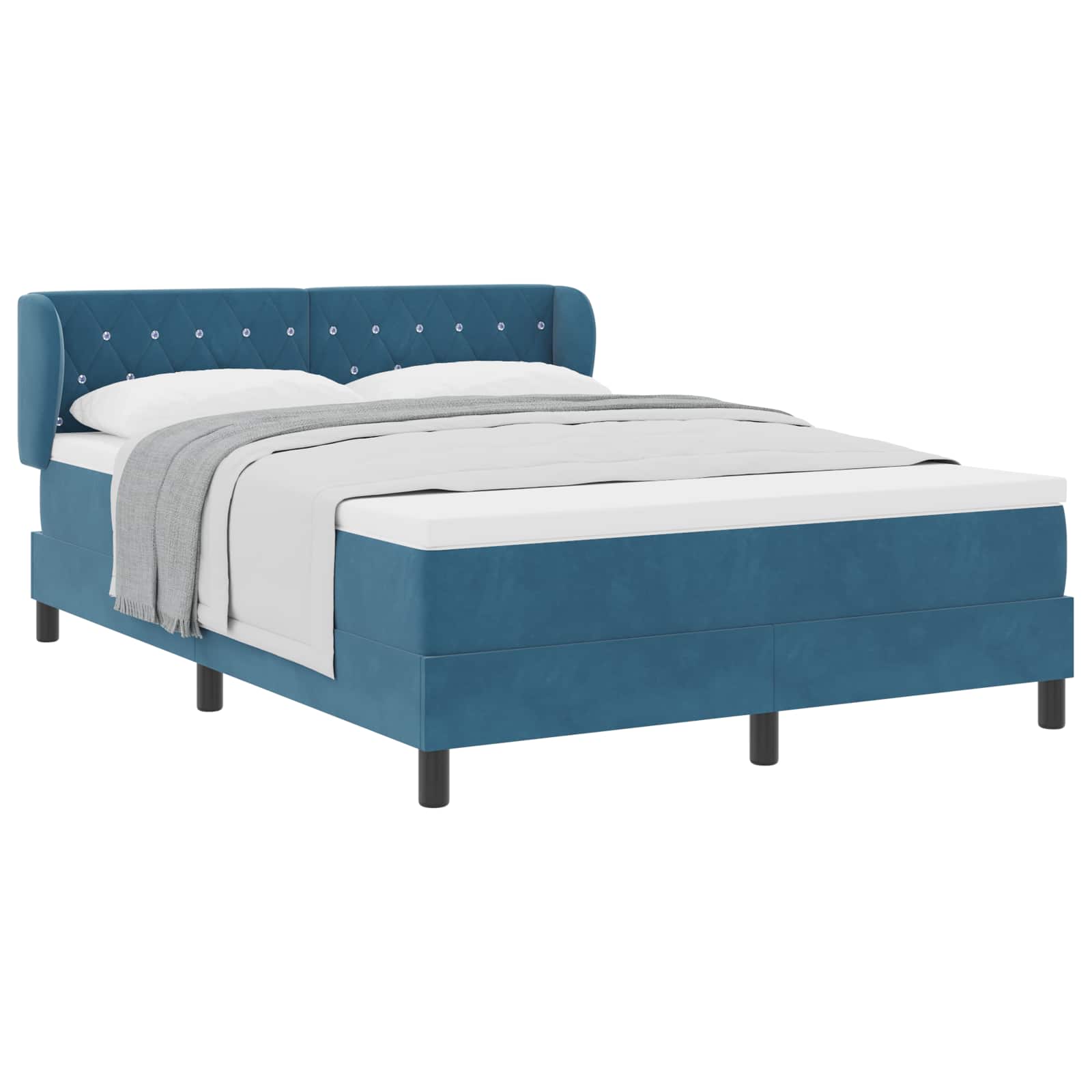 Thumbnail - vidaXL Boxspringbett mit Matratze Dunkelblau 160 x 200 cm Samt