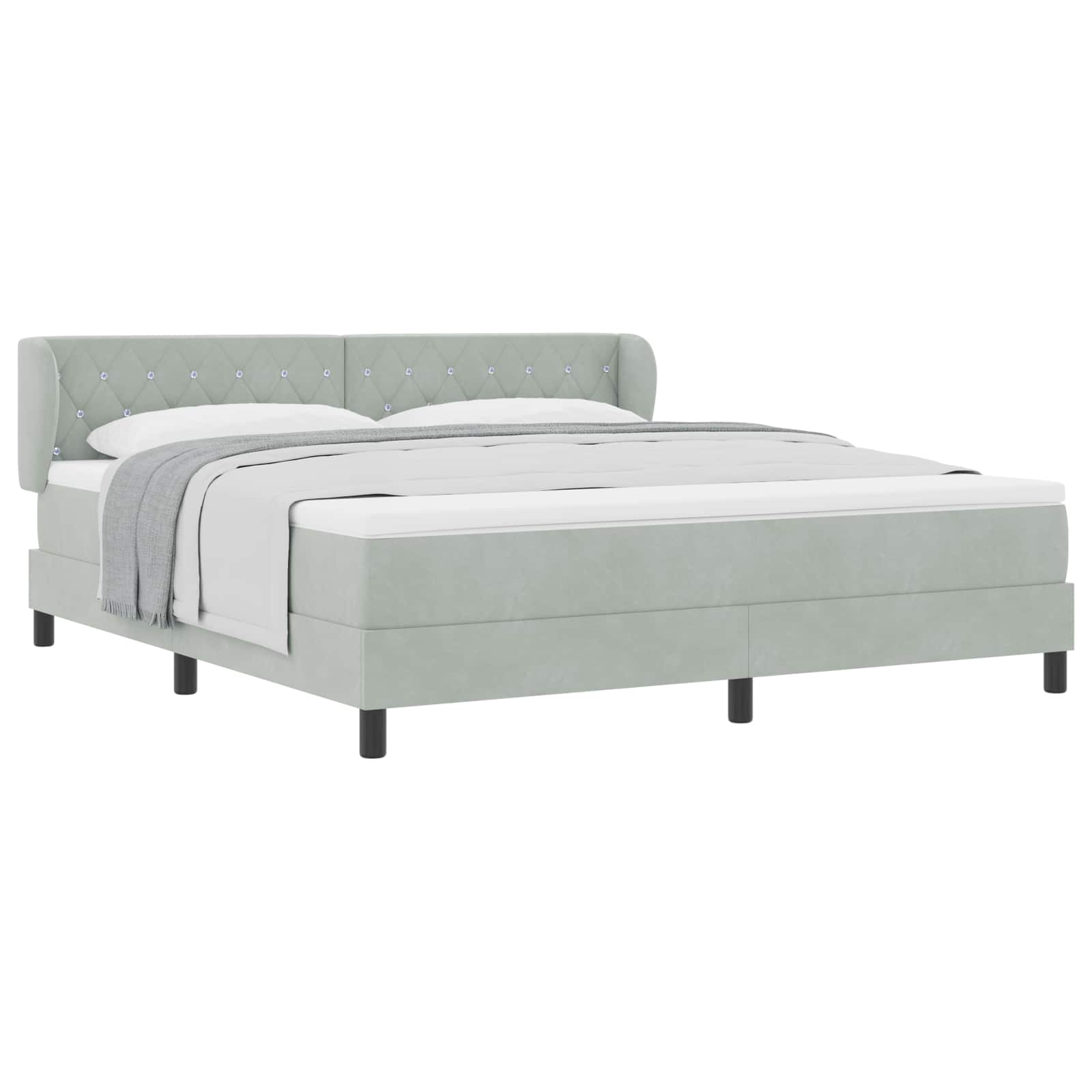 vidaXL Boxspringbed met hoofdeinde Lichtgrijs 180 x 200 cm Fluweel, foto 3