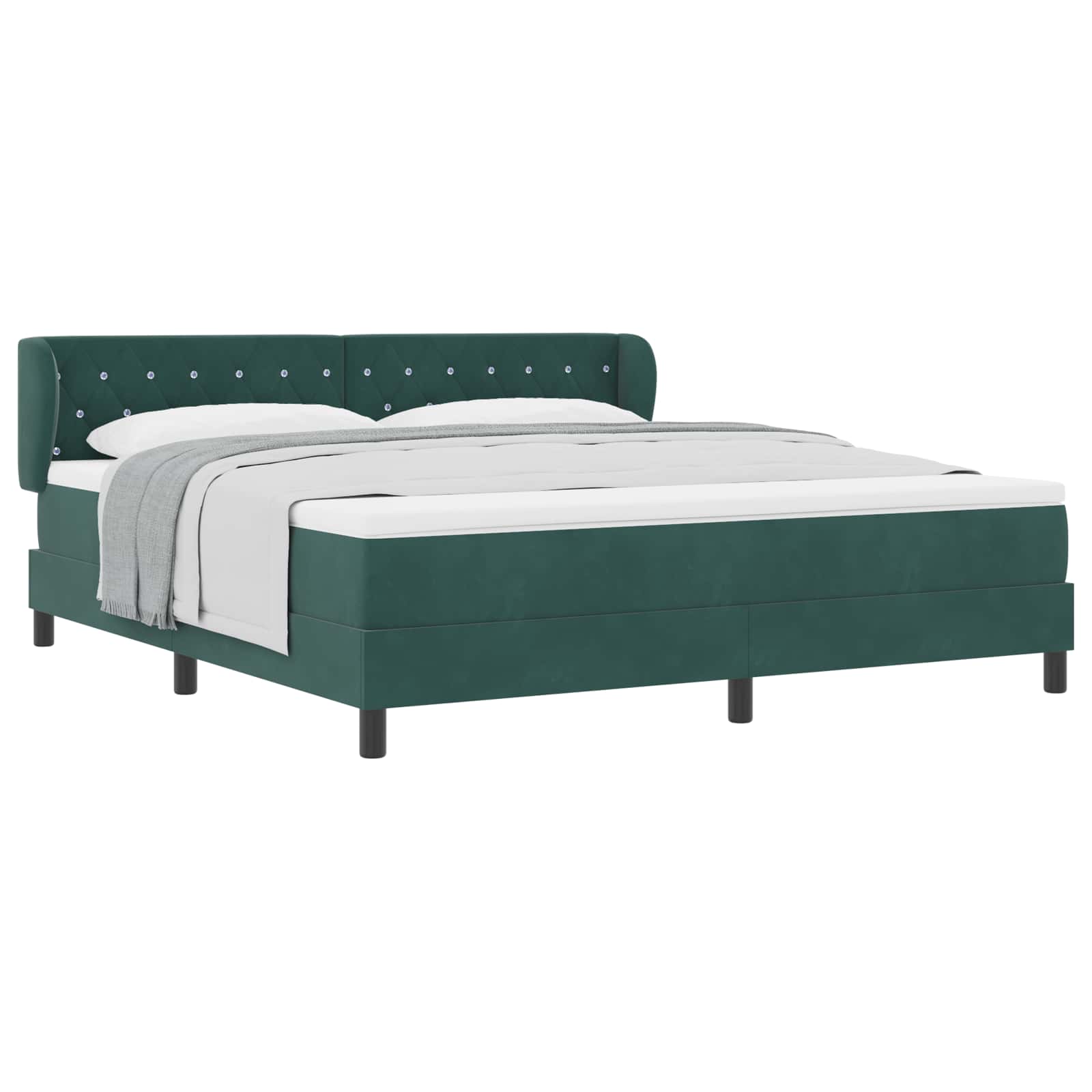 vidaXL Boxspringbed met hoofdeinde Donkergroen 180 x 200 cm Fluweel groen, foto 3