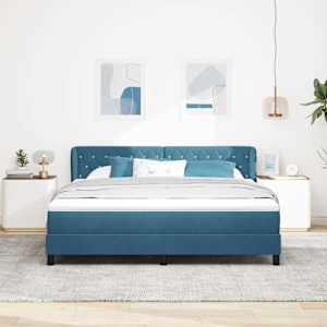 Postel s boxspringem s čelo Tmavě moddrá 180 x 200 cm samet - obrázek 3