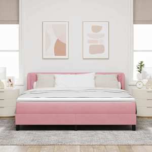 Postel s boxspringem s čelo Růžová 180 x 200 cm samet - obrázek 3