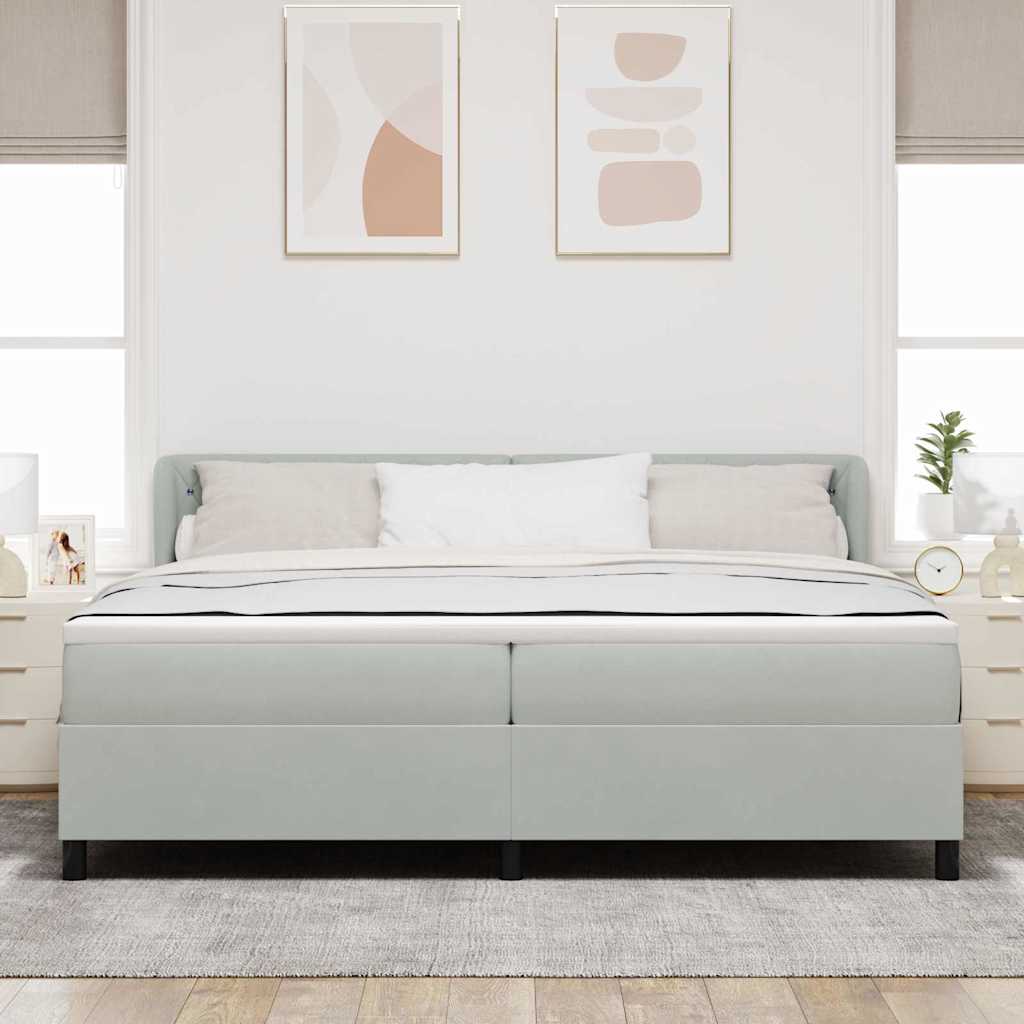 Box Spring Voodi Mattress Helehall 200x200 cm Samet