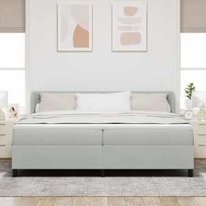 Postelja z vzmetnico z vzmetnico Svetlo siva 200 x 200 cm Žamet
