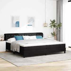 Postel s boxspringem s matrací s čelo Černá 200 x 200 cm samet - obrázek 1