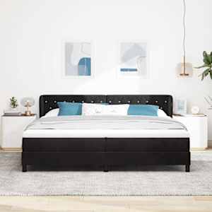 Postel s boxspringem s matrací s čelo Černá 200 x 200 cm samet - obrázek 3
