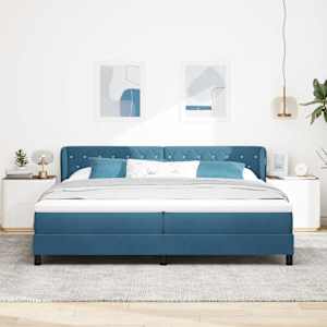 Postel s boxspringem s matrací Tmavě moddrá 200 x 200 cm samet - obrázek 3