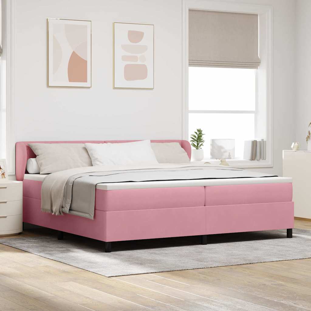 vidaXL Pat cu saltea cu arcuri Gri închis 80x200 cm Catifea Roz