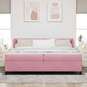 Postel s boxspringem s čelo Růžová 200 x 200 cm samet - obrázek 3