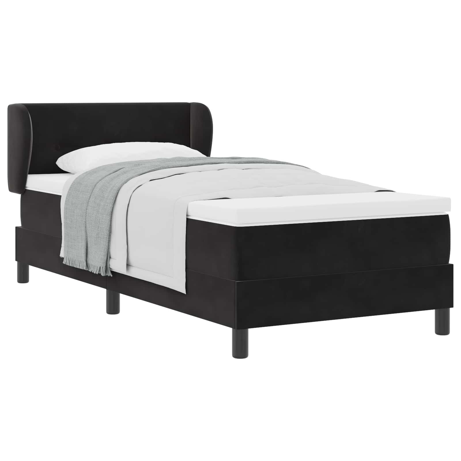 vidaXL Boxspringbed met hoofdeinde Zwart 80 x 200 cm Fluweel, foto 3