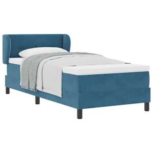 Postel s boxspringem s matrací Tmavě moddrá 80 x 200 cm samet - obrázek 2