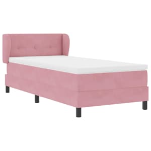 Postel s boxspringem s matrací s čelo Růžová 80 x 200 cm samet - obrázek 6