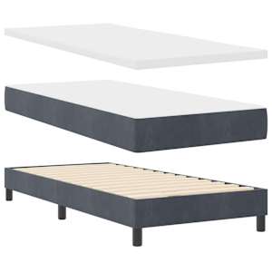 Postel s boxspringem s čelo Tmavě šedá 100 x 200 cm samet - obrázek 4
