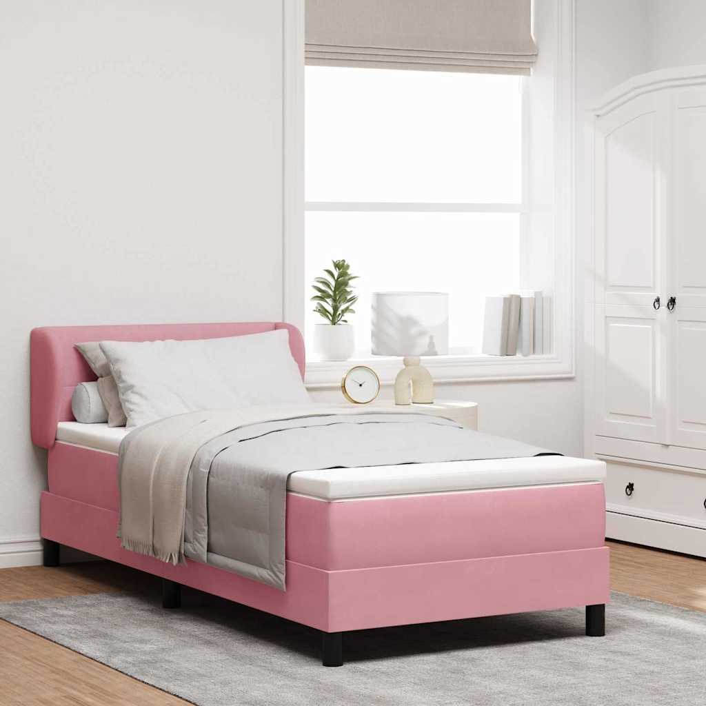 vidaXL Pat cu saltea cu arcuri Gri închis 80x200 cm Catifea Roz