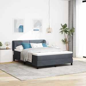 Postel s boxspringem s čelo Tmavě šedá 140 x 190 cm samet - obrázek 1