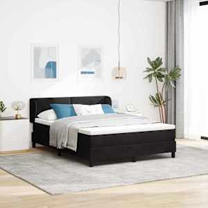 Postel s boxspringem s čelo Černá 140 x 190 cm samet - obrázek 1