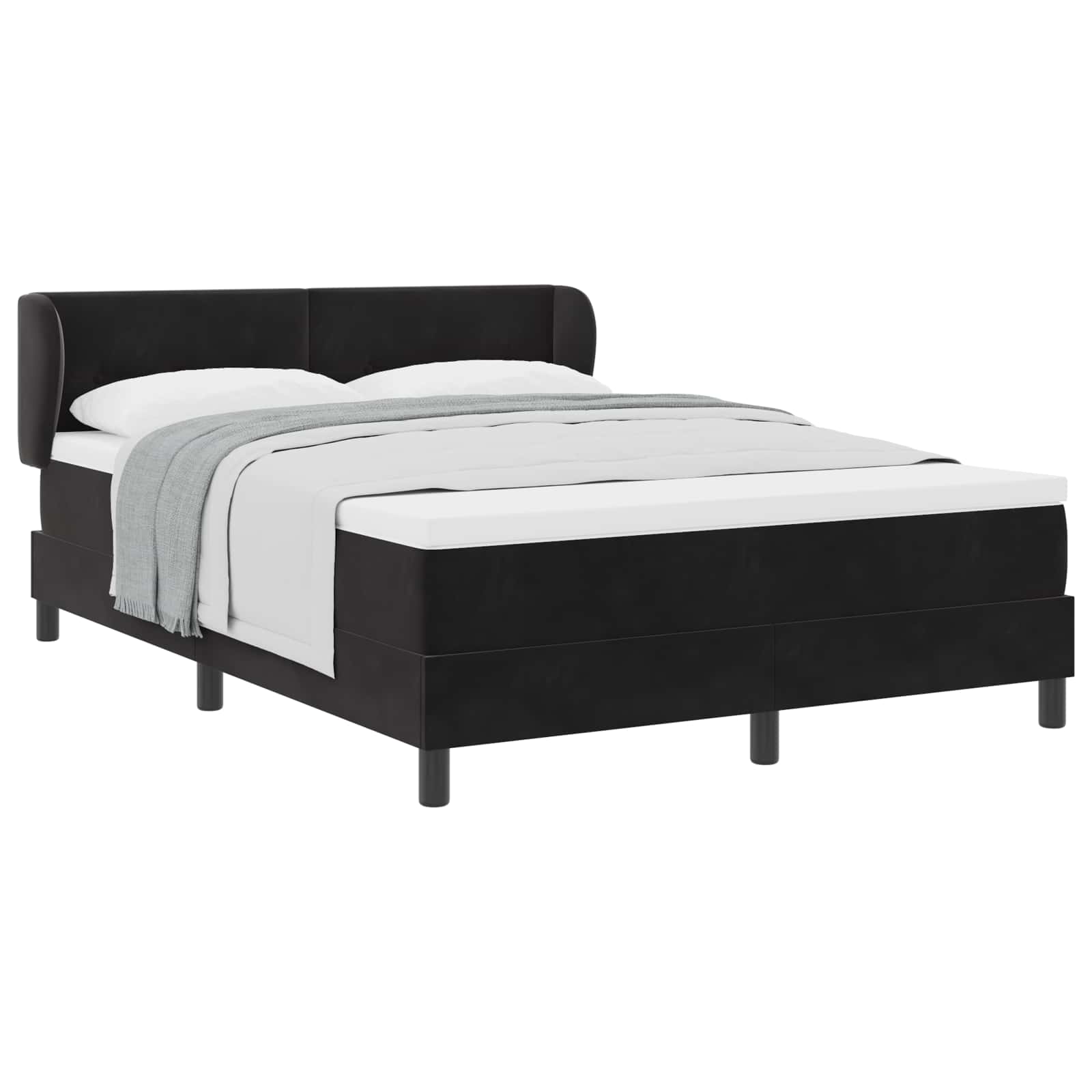 Thumbnail - vidaXL Boxspringbett mit Matratze Schwarz 140 x 190 cm Samt