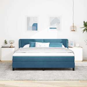 Postel s boxspringem s čelo Tmavě moddrá 180 x 200 cm samet - obrázek 3