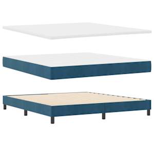 Postel s boxspringem s čelo Tmavě moddrá 180 x 200 cm samet - obrázek 4