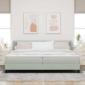 Postel s boxspringem s čelo Světle šedá 200 x 200 cm samet - obrázek 3