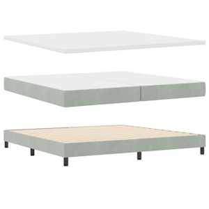 Postel s boxspringem s čelo Světle šedá 200 x 200 cm samet - obrázek 4
