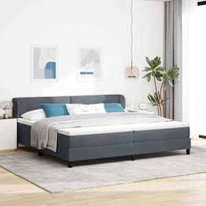 Postel s boxspringem s čelo Tmavě šedá 200 x 200 cm samet - obrázek 1